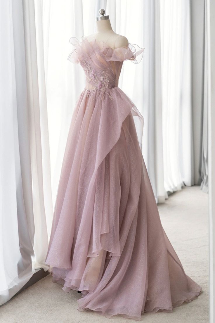 Tulle Long A-line Prom Dress, Lovely Off the Shoulder Evening Dress fg5042