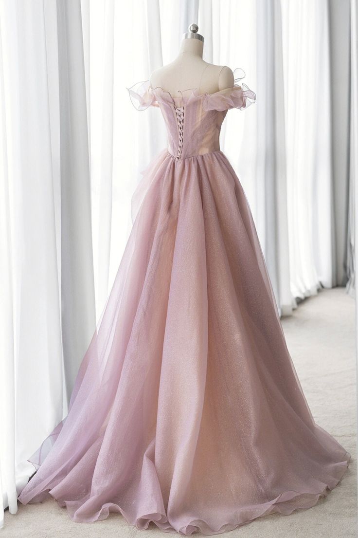 Tulle Long A-line Prom Dress, Lovely Off the Shoulder Evening Dress fg5042