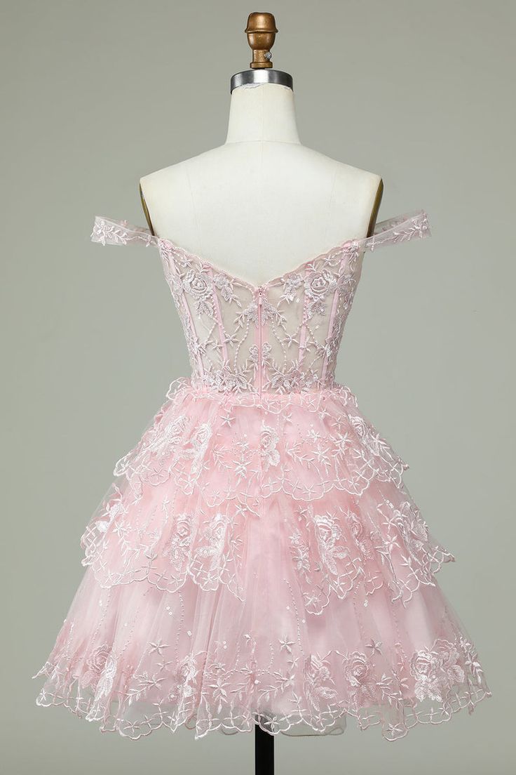 Princess Sweetheart Embroidered Layered Tulle Homecoming Dress fg4838