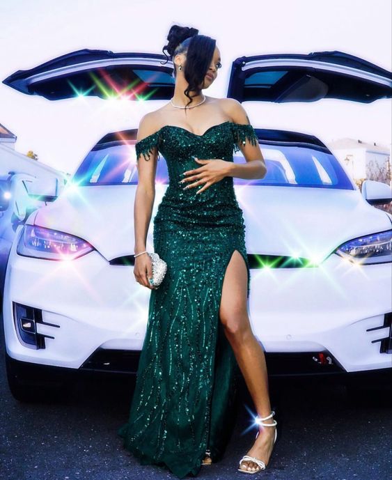 Off The Shoulder Green Prom Dresses Mermaid Long Formal Dresses fg5274