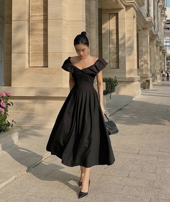 Black Evening Prom Dresses, Off The Shoulder Prom Dresses fg5052