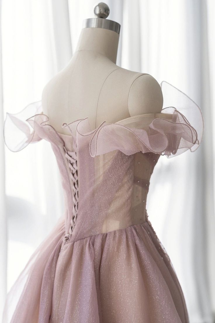 Tulle Long A-line Prom Dress, Lovely Off the Shoulder Evening Dress fg5042