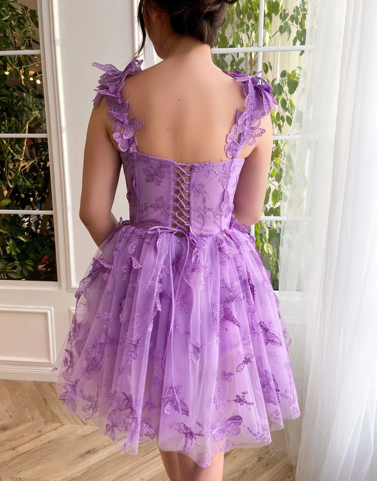 Short/Mini Homecoming Dresses Prom Dress with 3D Butterflies Sexy Slit Ball Gown Evening Dresses fg5340