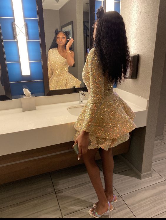 Vestido de fiesta de un solo hombro, vestido de regreso a casa, vestidos de cumpleaños número 16