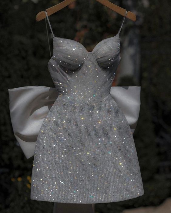 Elegant 17th Birthday Dresses Shiny Birthday Outfits Short Prom Dress With Bowknot fg4507