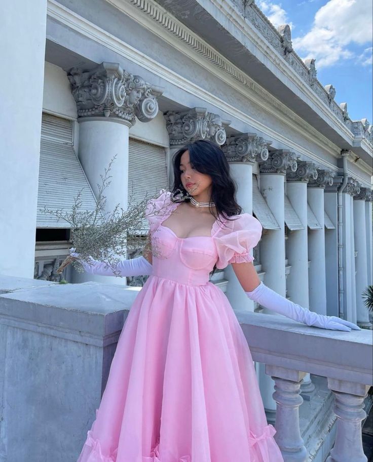 Vestido de fiesta vintage rosa de corte A, elegantes vestidos de princesa