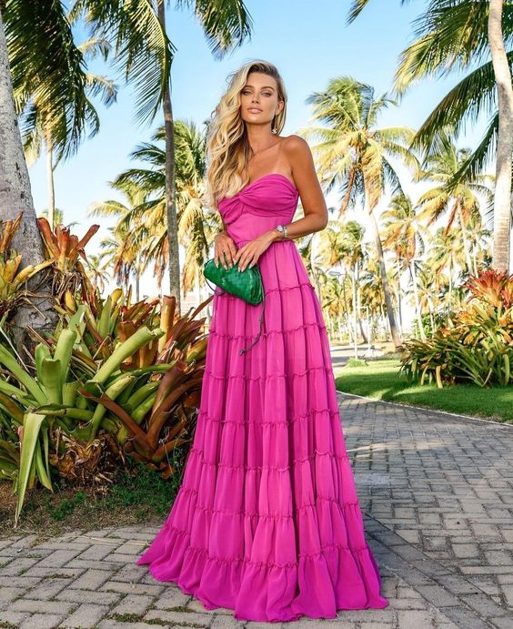 A line long prom dress, fuchsia evening dress fg3320