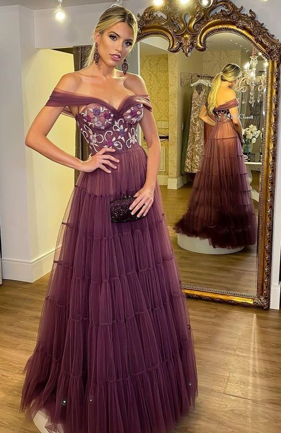 A Line Off The Shoulder Formal Evening Dress,Prom Party Long Gown fg4037