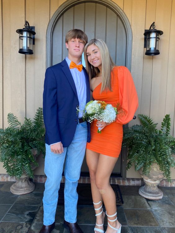 Orange Homecoming Dress Short Party Dress fg4265