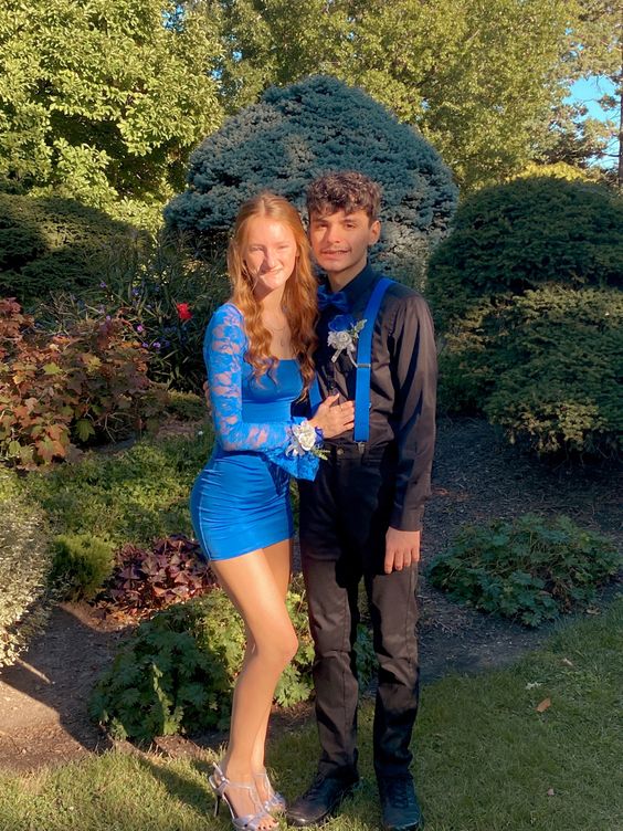 Royal Blue Homecoming Gown with Lace ,Princess Hoco Dress fg3676
