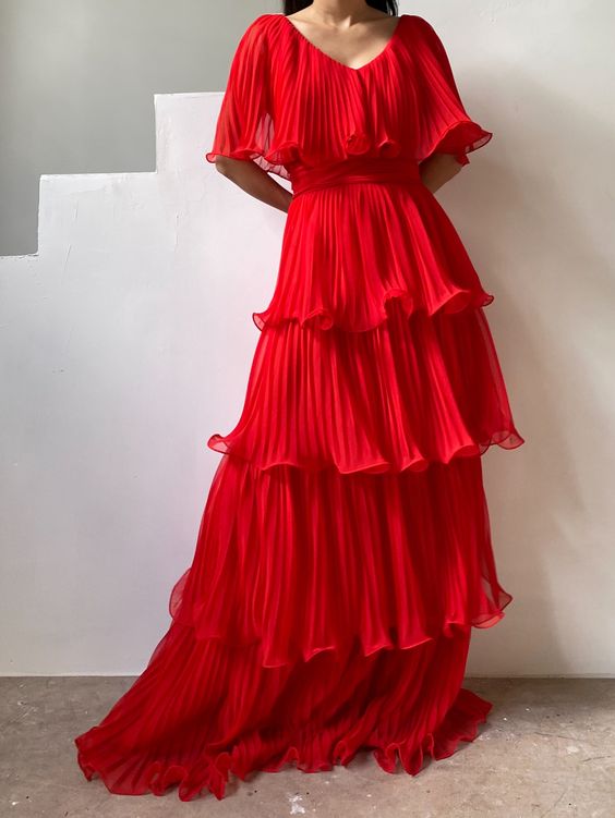 Red long prom dress, fashion evening dress fg3329