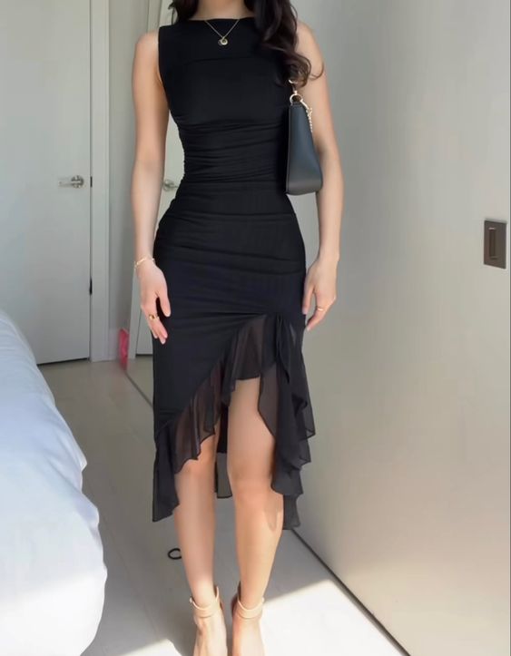 Black Elegant Evening Dress fg3852