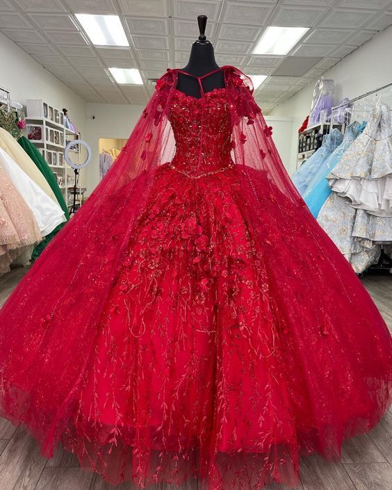 Elegant Long Prom Dresses Red Ball Gown Dress fg3269
