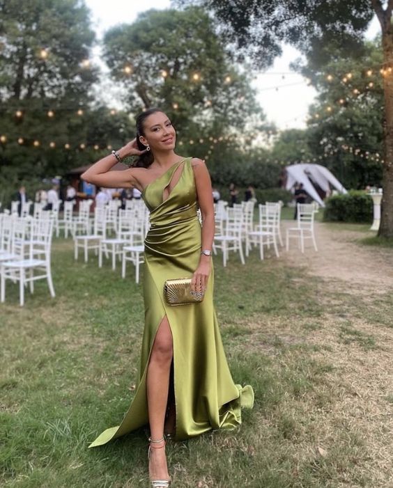 Sage Green Long Prom Dress Formal Evening Gowns fg4026