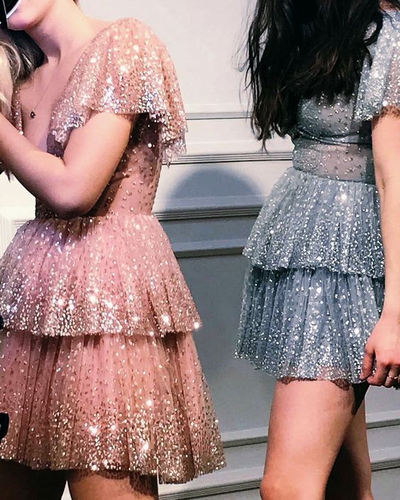 Cute tulle short cocktail dress,Shiny homecoming dresses fg3617