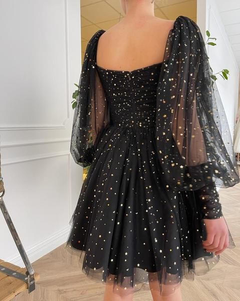 A-line tulle evening dresses, long sleeves princess dress homecoming dress fg3316