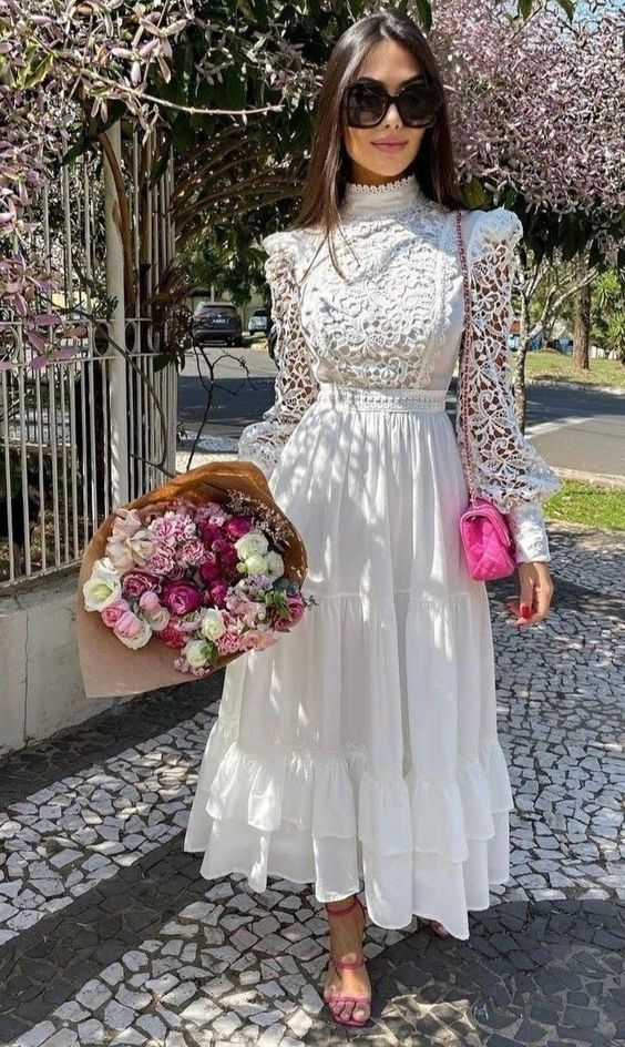 A-Line White Lace Occasion Dress Homecoming Dress fg3565