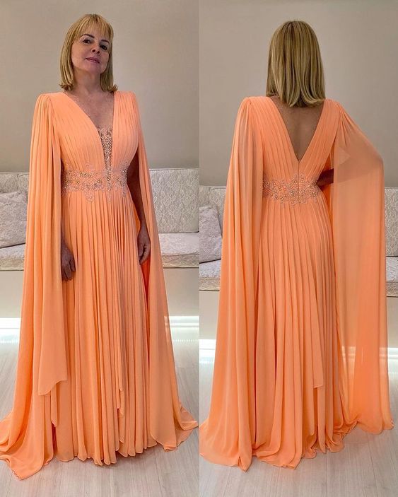Orange Long Prom Dress, Formal Evening Graduation Dress fg4004