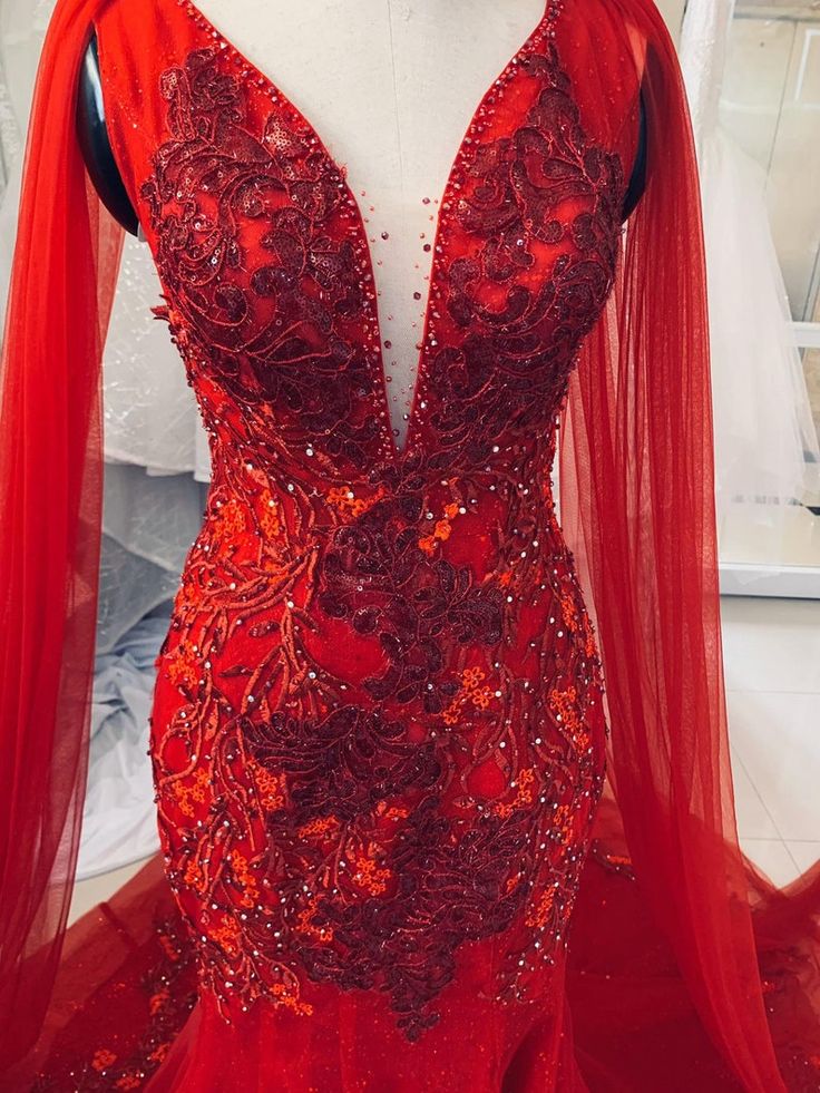 Unique Red Vintage Wedding Dress, Made to Measure Wedding Dress, Princess Bridal Gown Mermaid Prom Dress fg3270