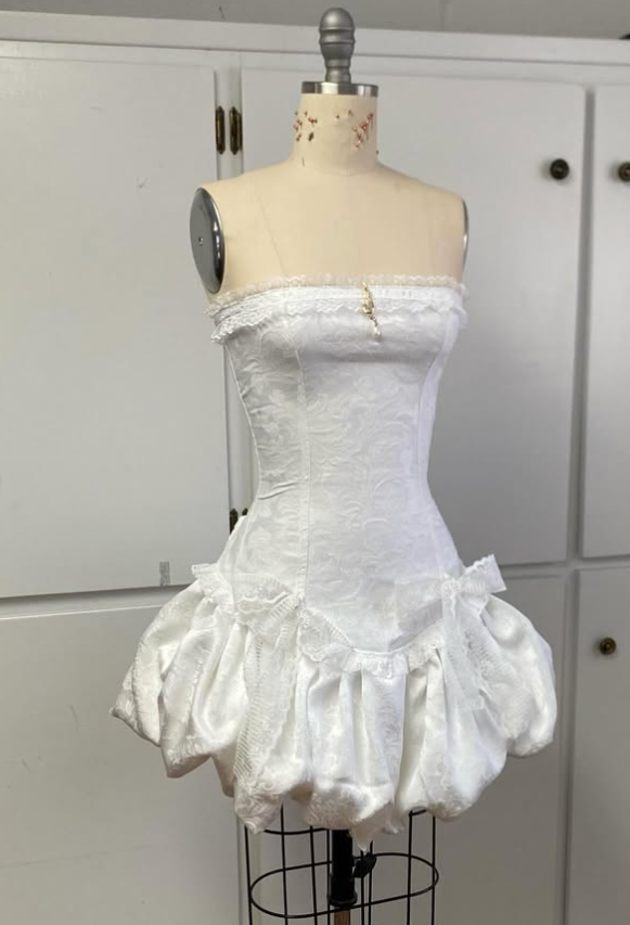 Vintage White Strapless A-line Lace Lace-up Short Party Dresses Homecoming Dress TP3776