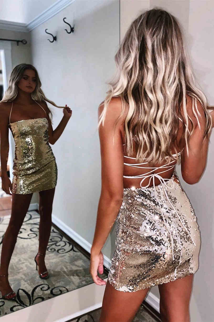Vestido corto plateado con tirantes brillantes para fiesta de bienvenida, vestido de cóctel elegante para noche.