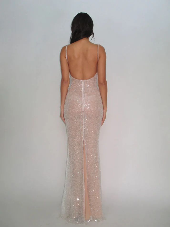 Elegant Mermaid Sequin Pink Prom Dress Long Brithday Evening Dress SH1215