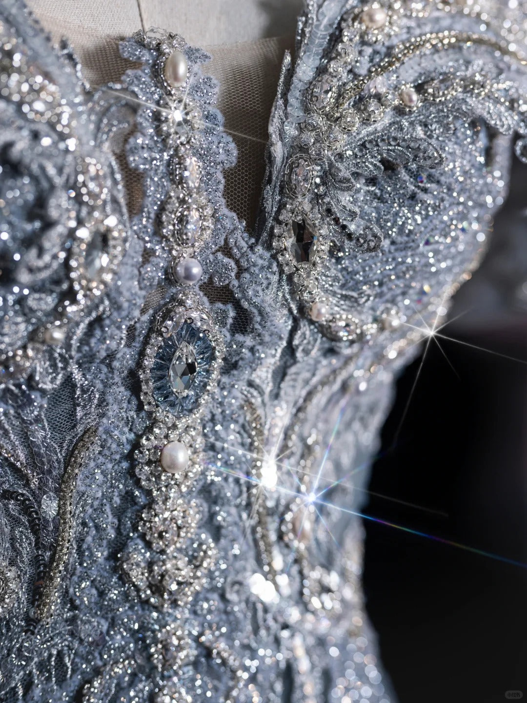 ____ilver Blue Luxurious Heavy Industry Sparkling Gorgeous Elegant Exquisite Beading Stunning Long Mermaid Dress Sequin Floor Length Trailing Prom Dress Evening Dress Wedding Dress gh4114