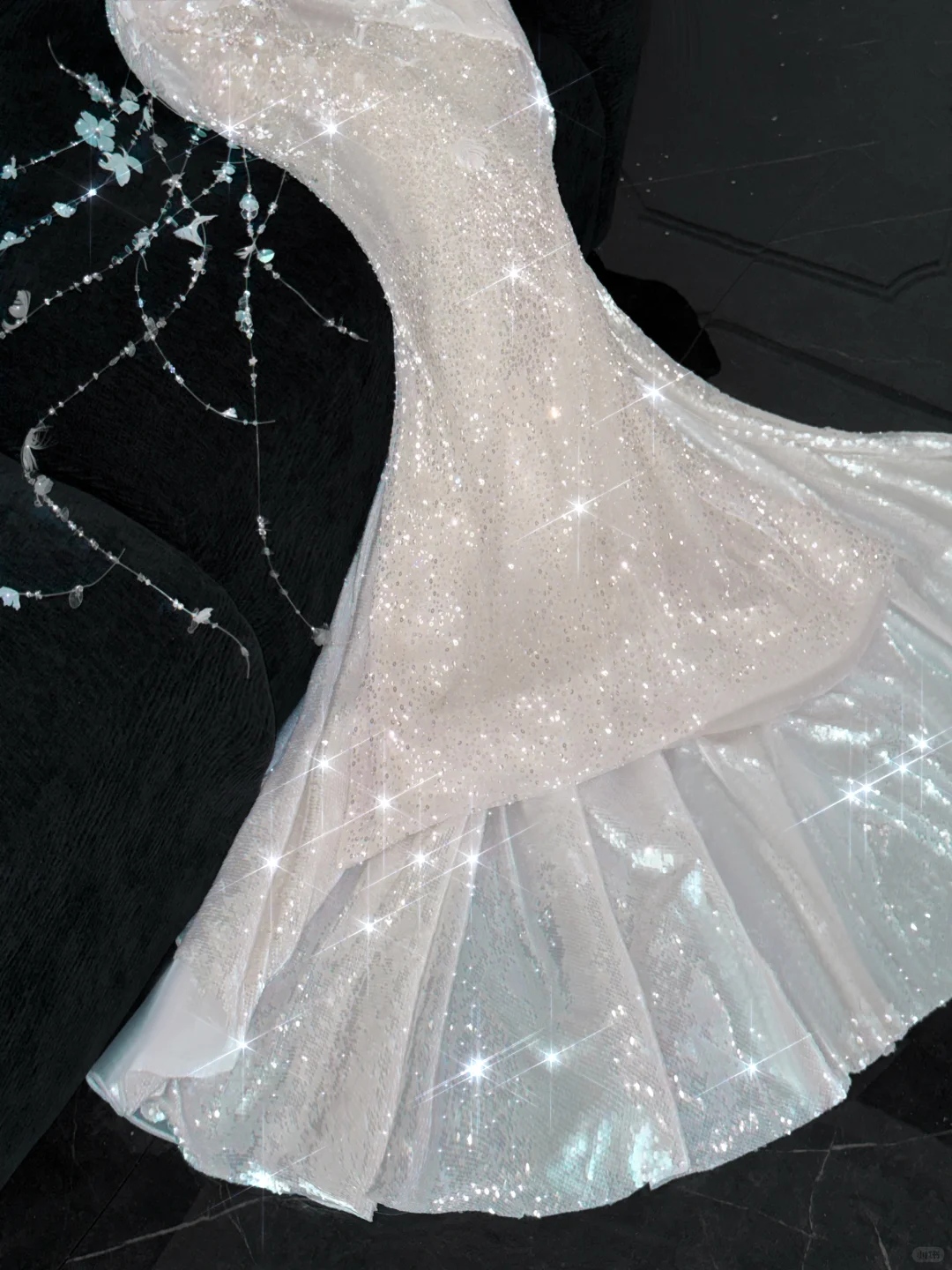 Gorgeous Sparkling Champagne Sequin Sweetheart Mermaid Elegant Chiffon Evening Dress Prom Dresses TP4152