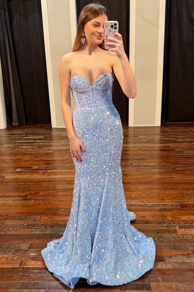 Vestidos de fiesta largos de sirena con escote corazón en verde cazador, vestidos formales con lentejuelas brillantes