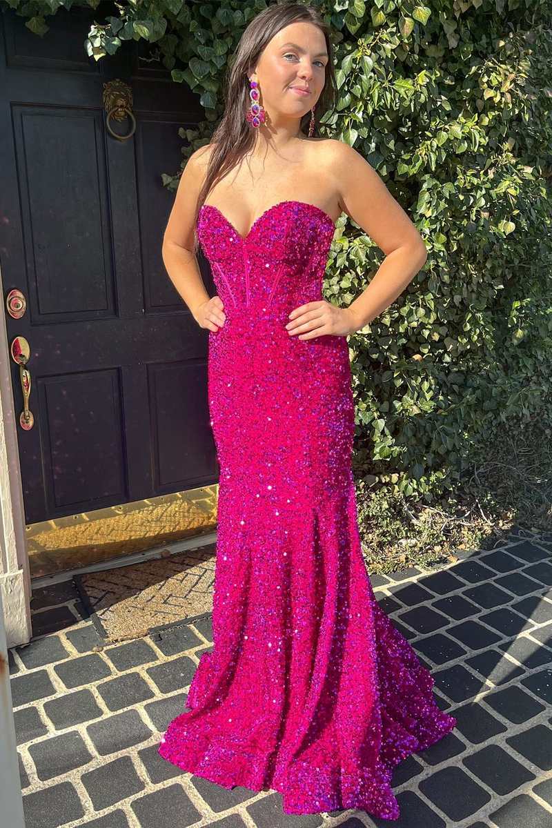 Vestidos de fiesta largos de sirena con escote corazón en verde cazador, vestidos formales con lentejuelas brillantes