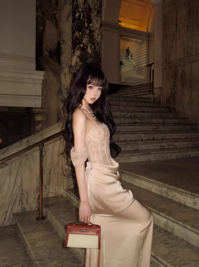 Khaki Elegant Sheath Off the Shoulder Sequin Lace Satin Prom Dress Evening Dress SH3761
