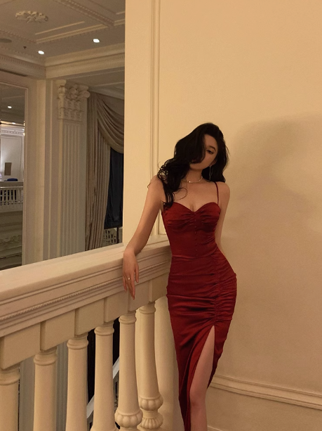 Vestido rojo sexy para fiesta de cumpleaños número 21, ideas para vestidos de cumpleaños para mujeres (DP2316)