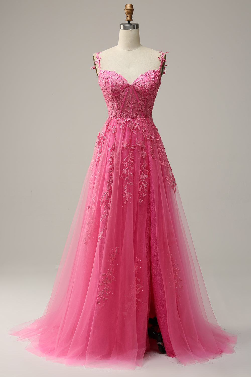 Sky Blue Lace Tulle Long Prom Dresses Off-the-Shoulder A-Line Formal Gown GP536