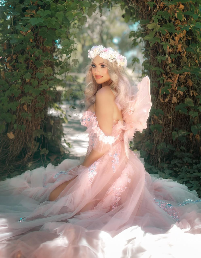 Fairy A Line Off the Shoulder Sequin Pink Tulle Long Prom Dress Evening Dress with Slit SH2214