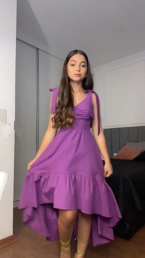 Vestido de fiesta morado de corte A con corte alto y bajo, vestidos de fiesta para bodas