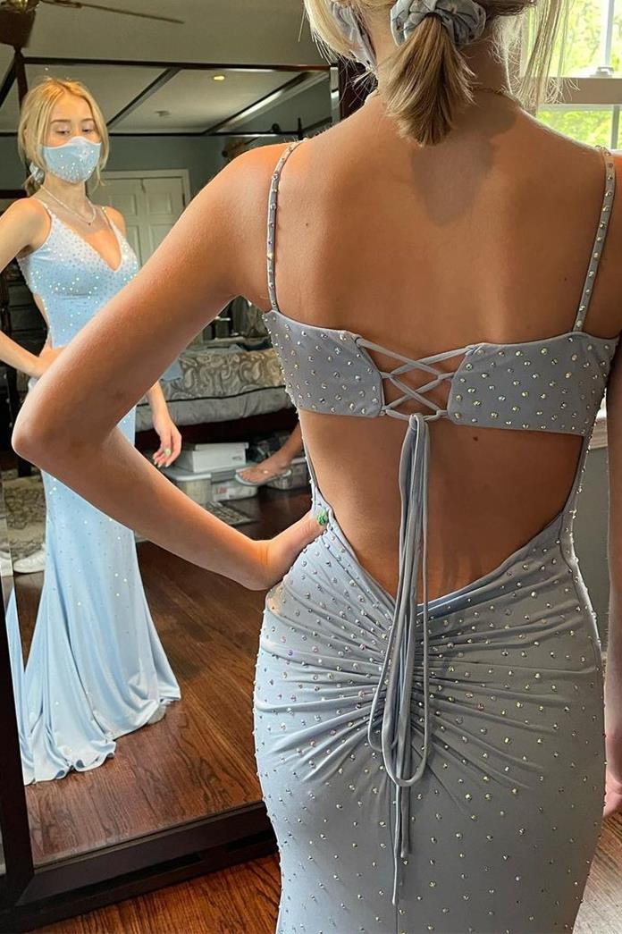 Mermaid Lavender Long Prom Dresses with Beading, Long Evening Gown GP401