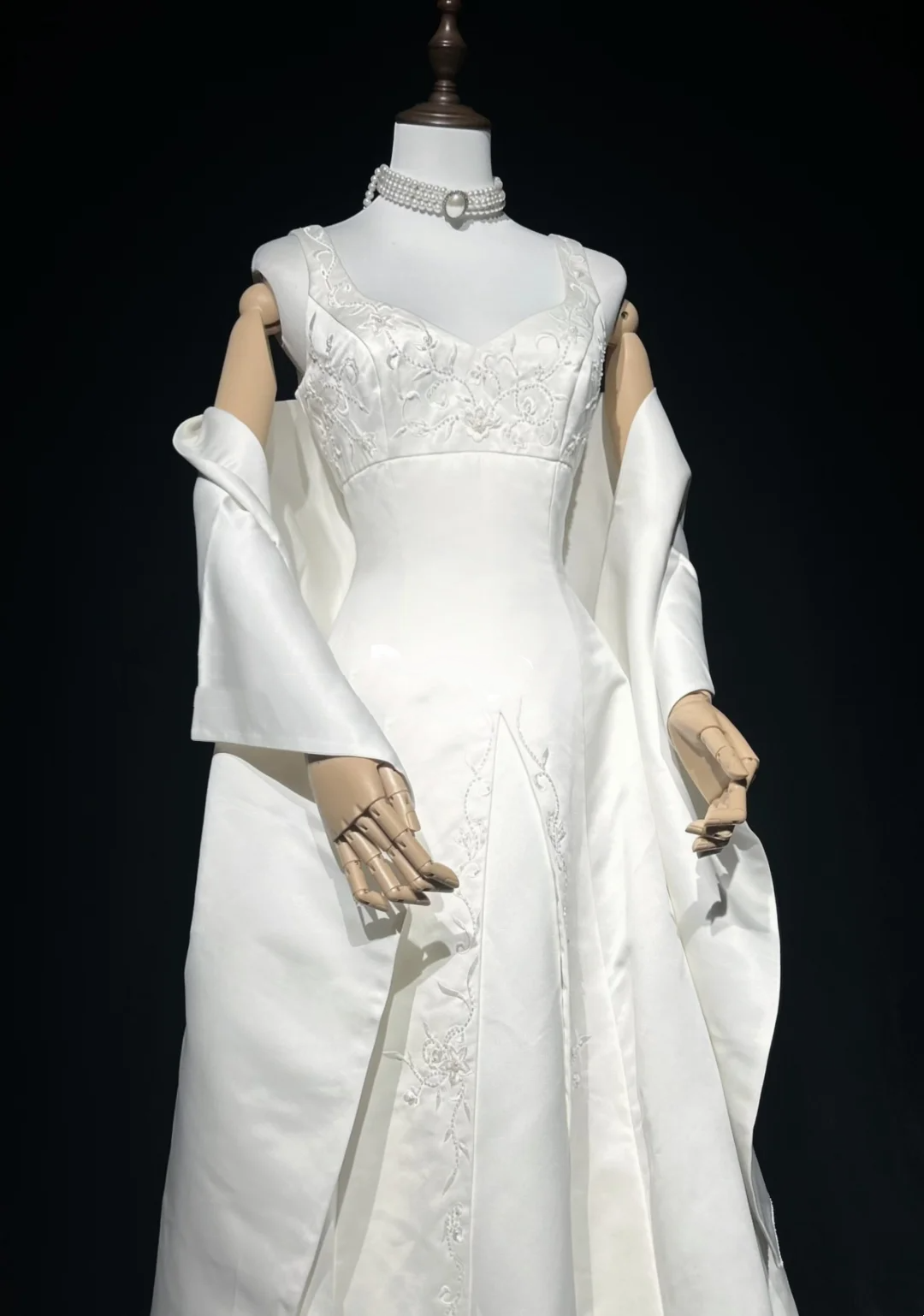 Vestido de novia vintage de los años 60, vestido de baile, escote corazón, sin mangas, satén con cuentas, largo blanco, vestidos de novia elegantes DH1016