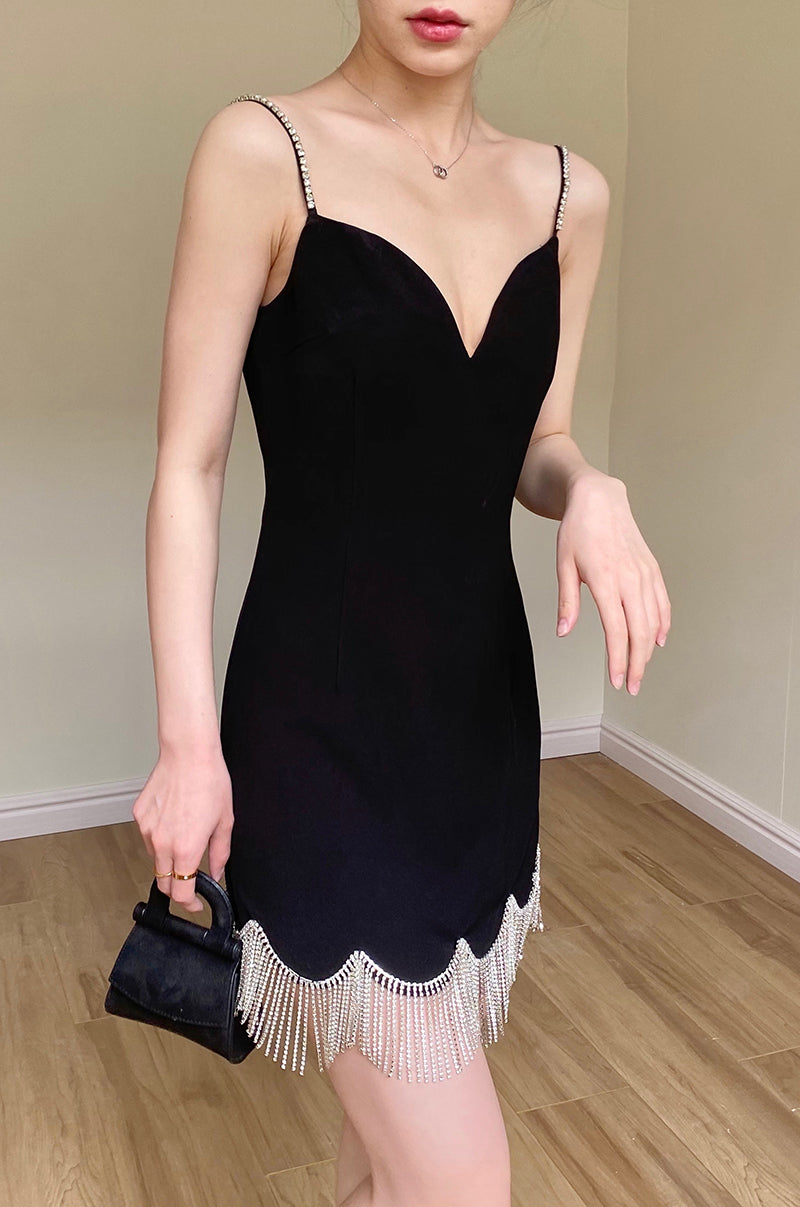 Vestido corto de satén negro con tirantes finos, sexy, para fiesta de 8.º grado, de verano, para escuela secundaria, DH1093