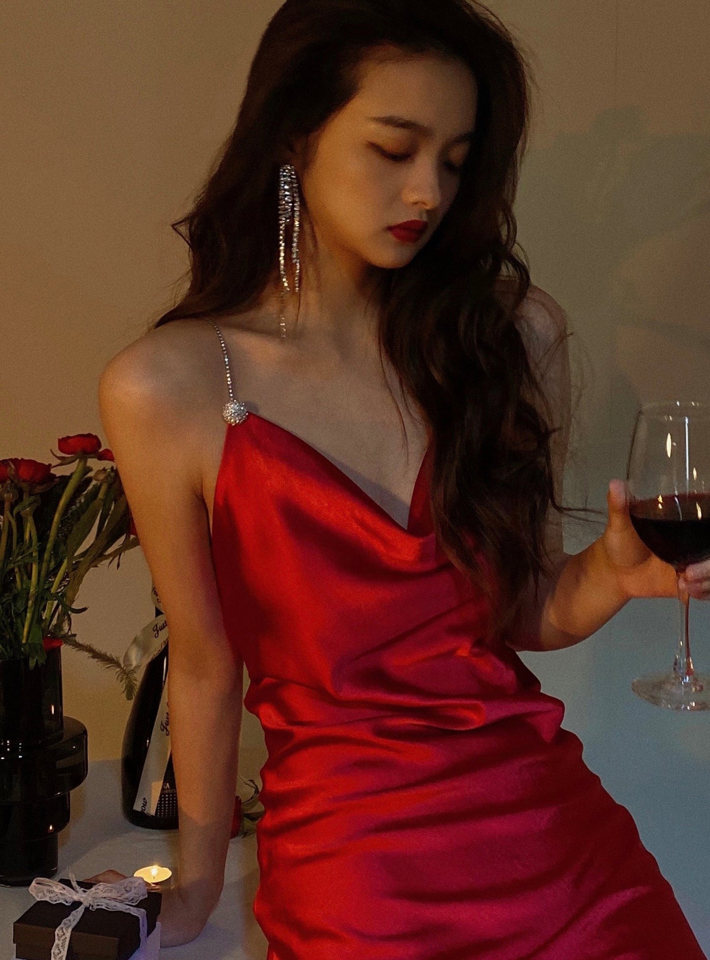 Vestido corto de satén rojo con tirantes finos, sexy, para fiesta de 8.º grado, de verano, para escuela secundaria, para cumpleaños, DH1096