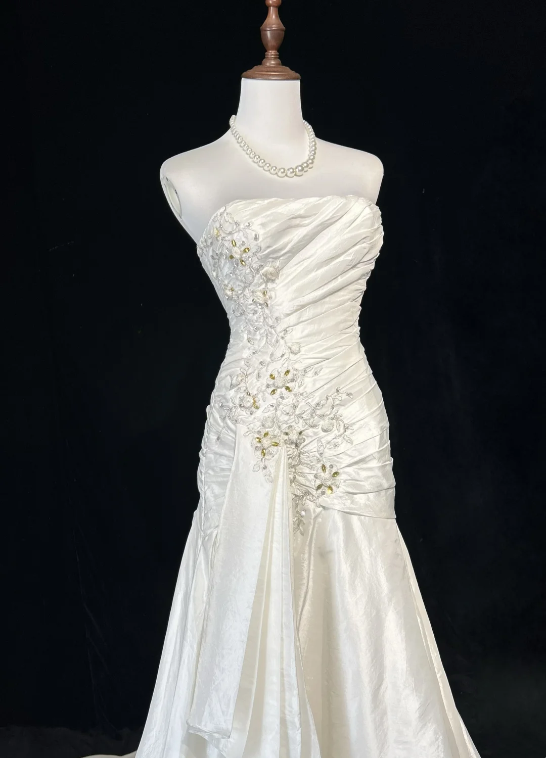 Vestido de novia único de sirena, sin tirantes, de encaje, sin mangas, blanco, años 50, vestidos de novia modestos, DH1103