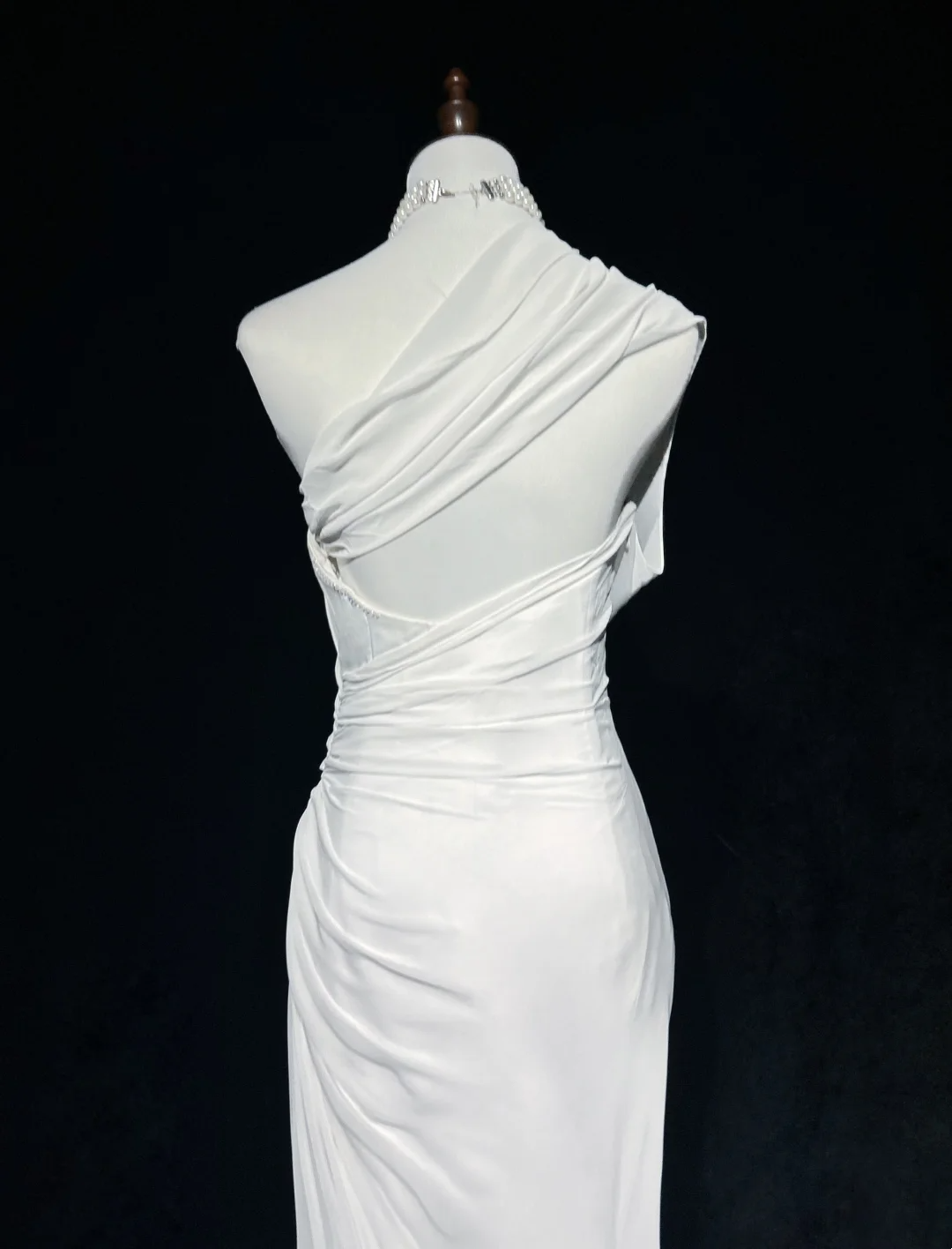 Vestido de novia vintage de los años 60, corte en A, un hombro, de gasa, sin mangas, largo, blanco, años 90, elegante, DH1106