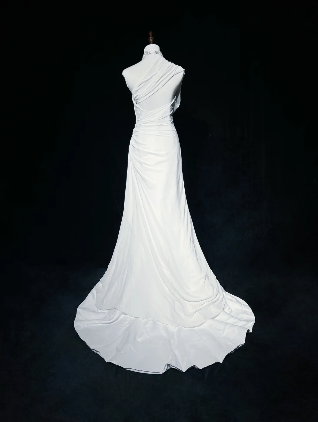 Vestido de novia vintage de los años 60, corte en A, un hombro, de gasa, sin mangas, largo, blanco, años 90, elegante, DH1106