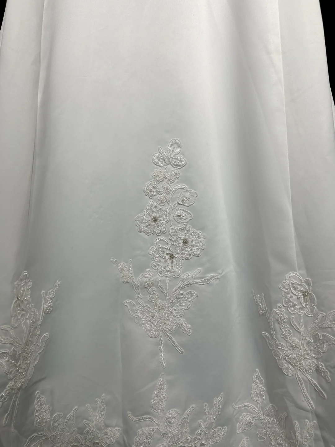 Vestido de novia vintage, corte A, hombros descubiertos, perlas, largo, blanco, años 70, elegante, DH1113
