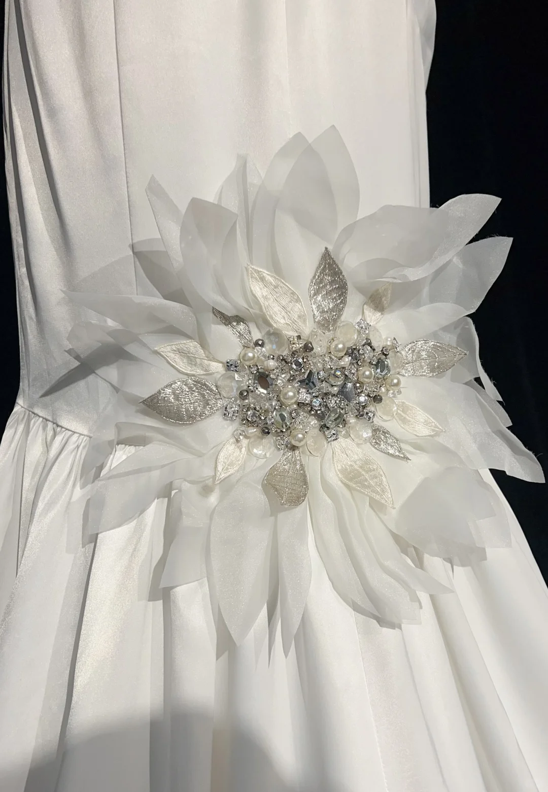 Vestido de novia único de corte sirena, sin tirantes, de gasa, blanco, años 50, modesto, DH1114