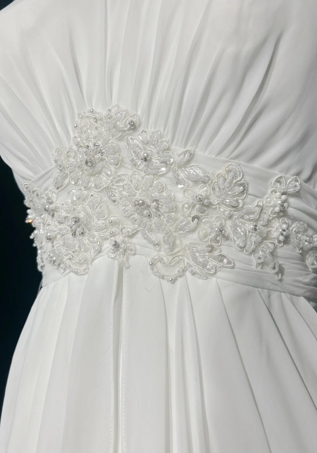 Vestido de novia retro de los años 60, corte A, sin tirantes, sin mangas, de gasa plisada, con cuentas, largo, blanco, elegante, DH1119