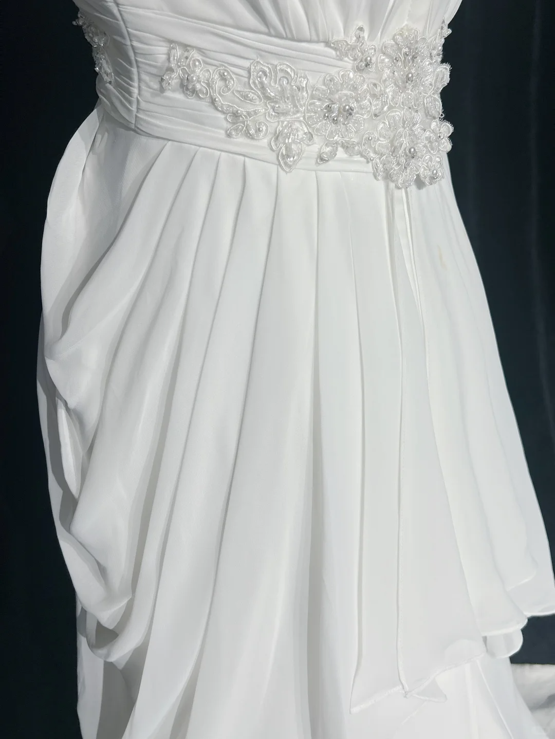 Vestido de novia retro de los años 60, corte A, sin tirantes, sin mangas, de gasa plisada, con cuentas, largo, blanco, elegante, DH1119