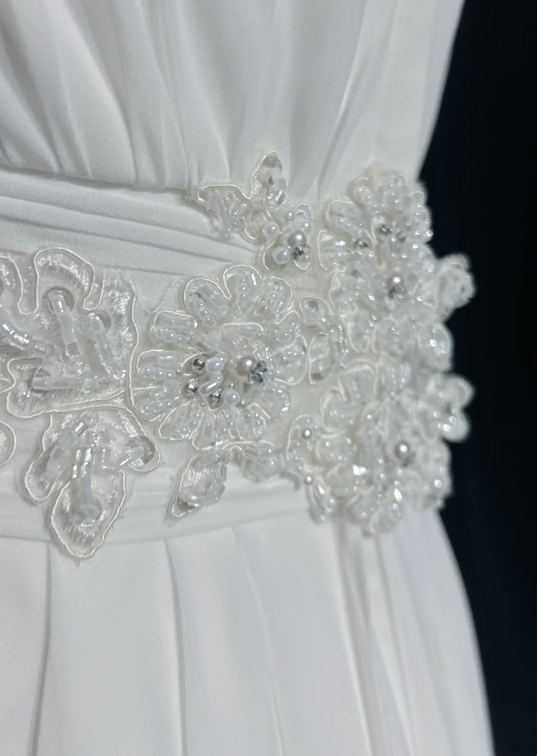 Vestido de novia retro de los años 60, corte A, sin tirantes, sin mangas, de gasa plisada, con cuentas, largo, blanco, elegante, DH1119