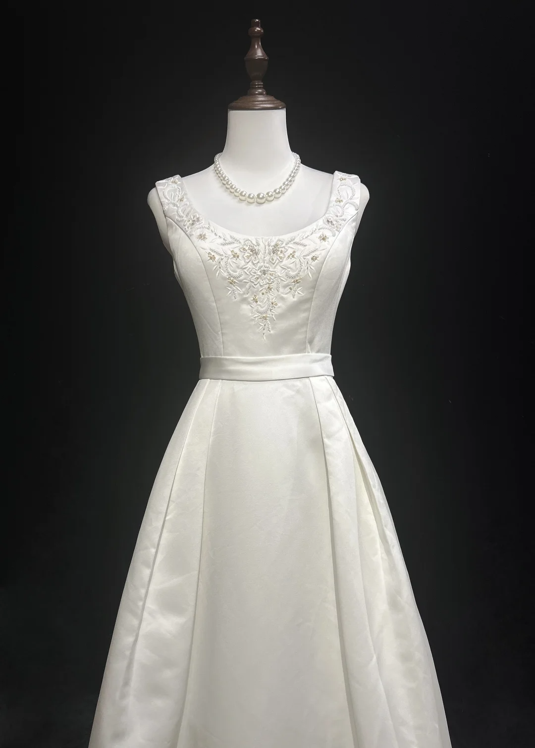 Vestido de novia único, vestido de fiesta, escote cuadrado, largo, blanco, de satén, años 70, vestidos de novia vintage DH1146