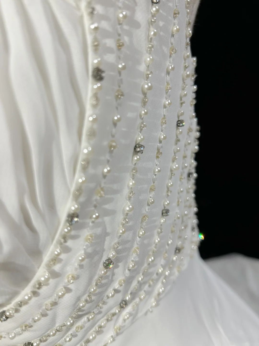 Vestido de novia único, corte A, escote cuadrado, gasa blanca con cuentas, estilo años 90, estilo vintage, DH1155
