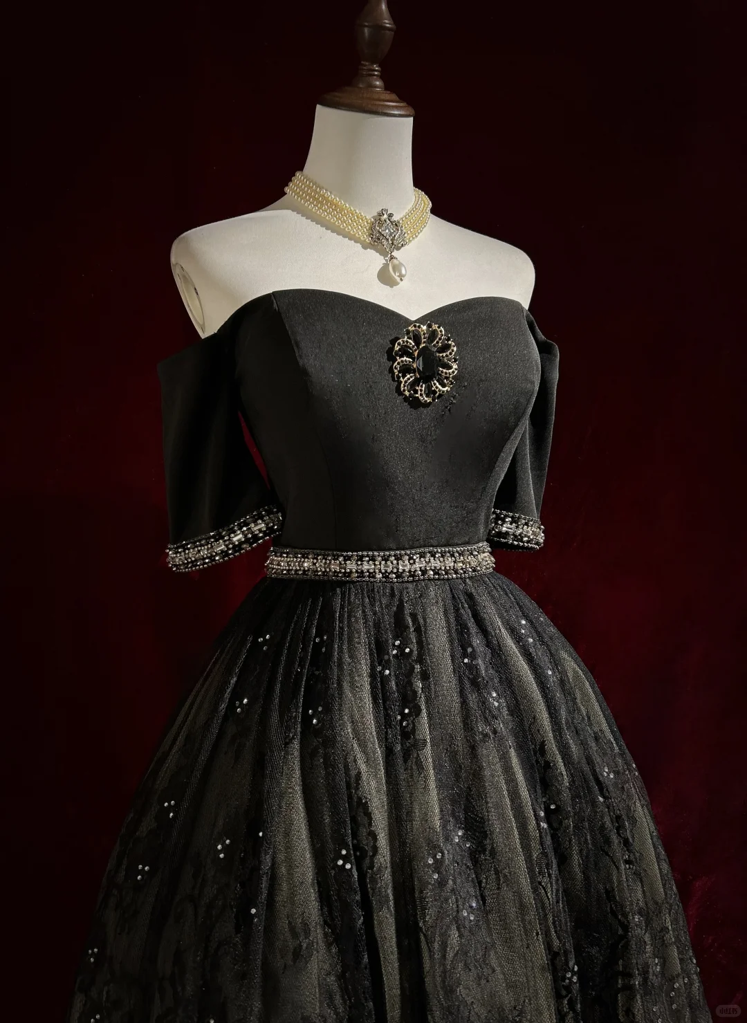 Vestido de fiesta vintage con hombros descubiertos, tul negro y encaje, para 8.º grado, vestido de fiesta de verano para secundaria, atuendos para 20.º cumpleaños DH1157